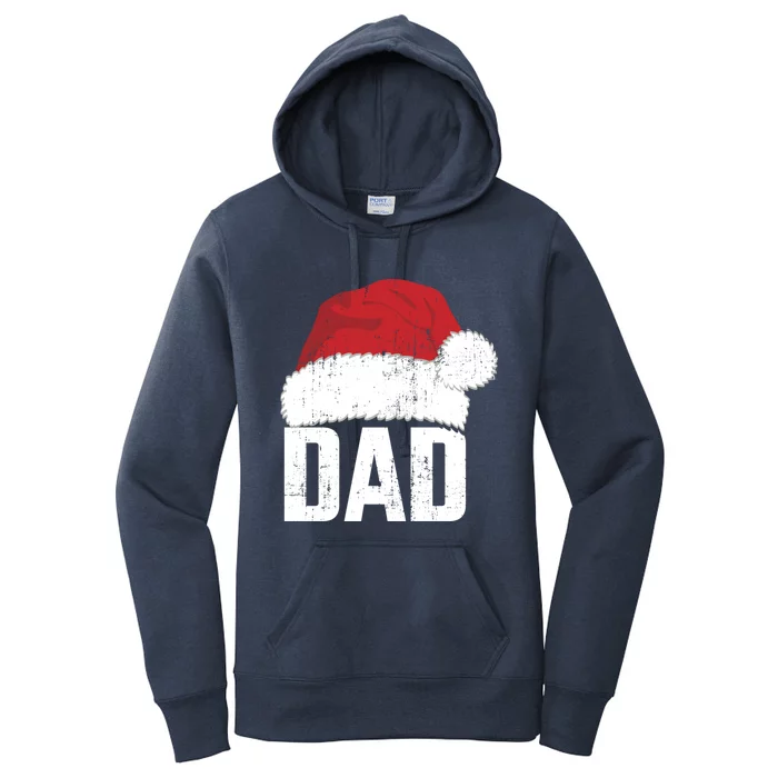 Dad With Santa Claus Hat Matching Family Christmas Pajama Gift Women's Pullover Hoodie