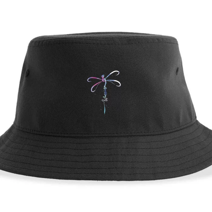 Dragonfly Warrior Semicolon Suicide Prevention Awareness Sustainable Bucket Hat