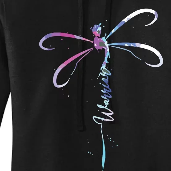 Dragonfly Warrior Semicolon Suicide Prevention Awareness Women's Pullover Hoodie