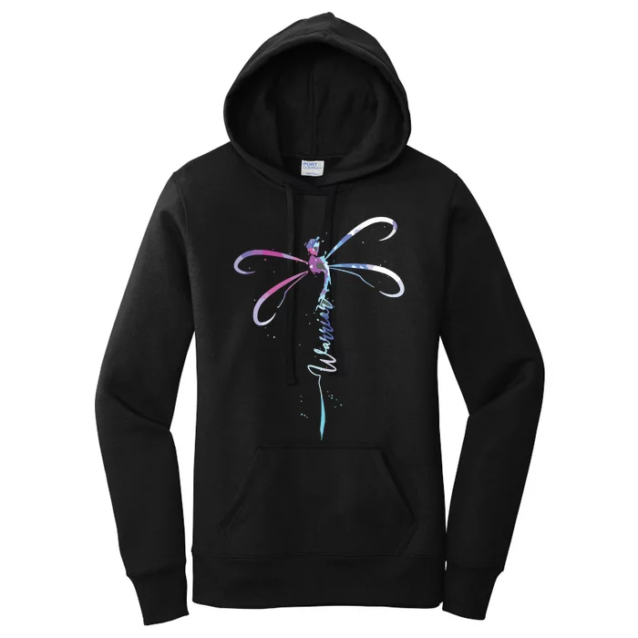 Dragonfly Warrior Semicolon Suicide Prevention Awareness Women's Pullover Hoodie