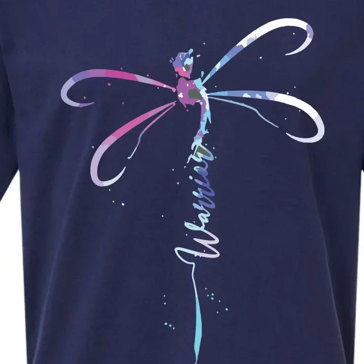 Dragonfly Warrior Semicolon Suicide Prevention Awareness Sueded Cloud Jersey T-Shirt