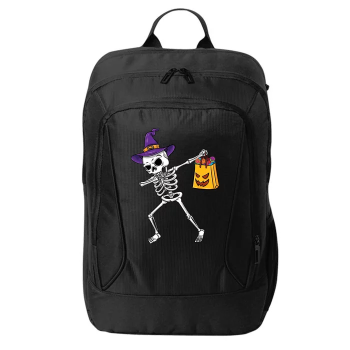 Dabbing Witch Skeleton Halloween Candy Gift City Backpack