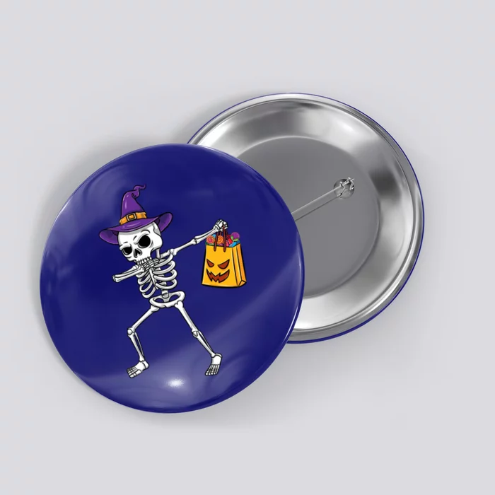 Dabbing Witch Skeleton Halloween Candy Gift Button