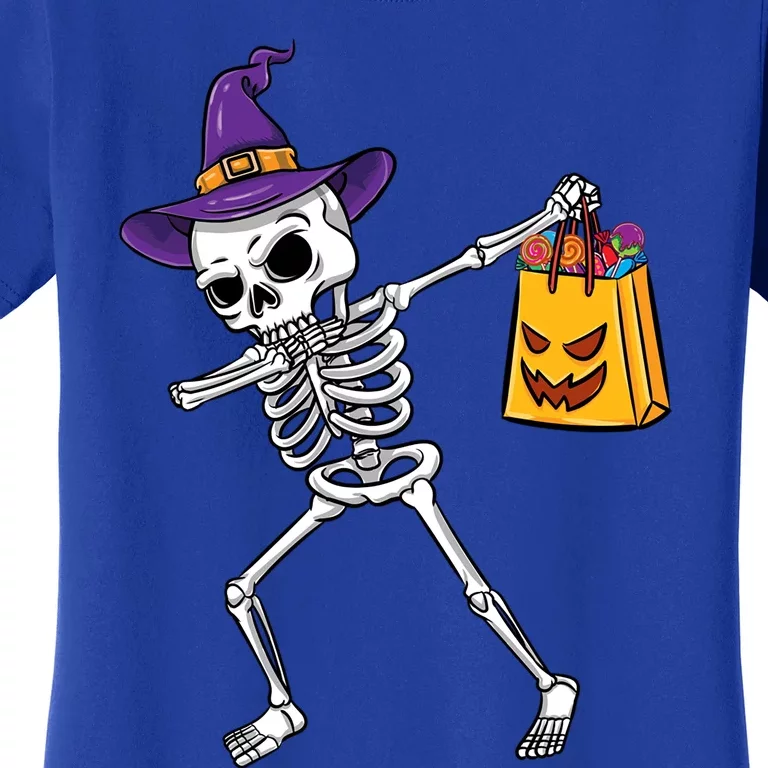 Dabbing Witch Skeleton Halloween Candy Gift Women's T-Shirt