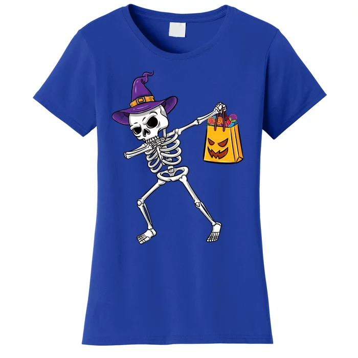 Dabbing Witch Skeleton Halloween Candy Gift Women's T-Shirt