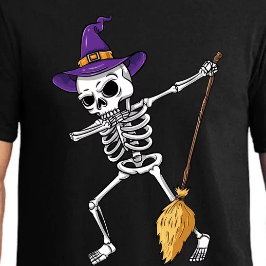 Dabbing Witch Skeleton Hat Halloween Funny Gift Pajama Set