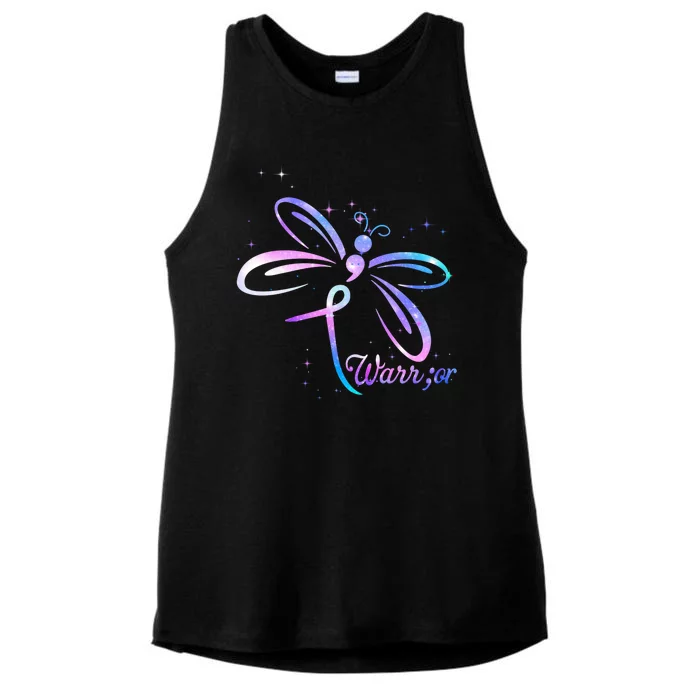 Dragonfly Warrior Suicide Prevention Awareness Ladies Tri-Blend Wicking Tank