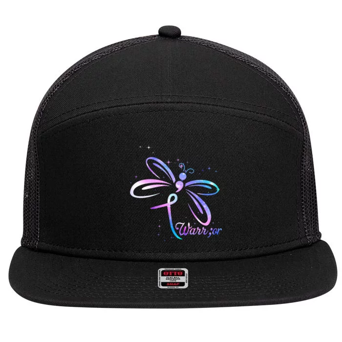 Dragonfly Warrior Suicide Prevention Awareness 7 Panel Mesh Trucker Snapback Hat