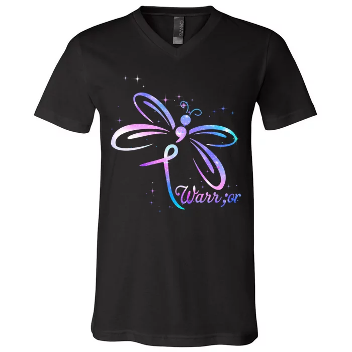 Dragonfly Warrior Suicide Prevention Awareness V-Neck T-Shirt