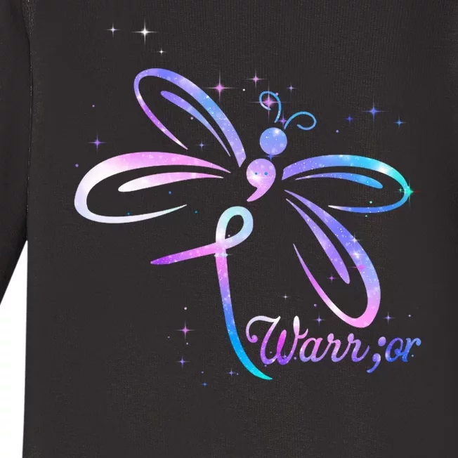 Dragonfly Warrior Suicide Prevention Awareness Baby Long Sleeve Bodysuit