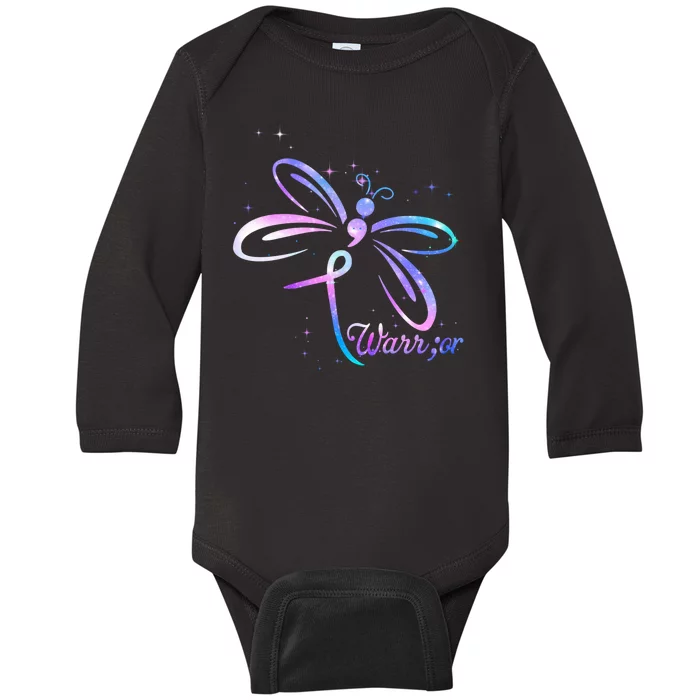 Dragonfly Warrior Suicide Prevention Awareness Baby Long Sleeve Bodysuit