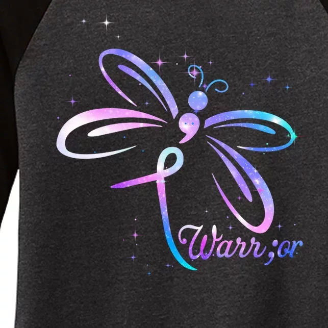 Dragonfly Warrior Suicide Prevention Awareness Women's Tri-Blend 3/4-Sleeve Raglan Shirt