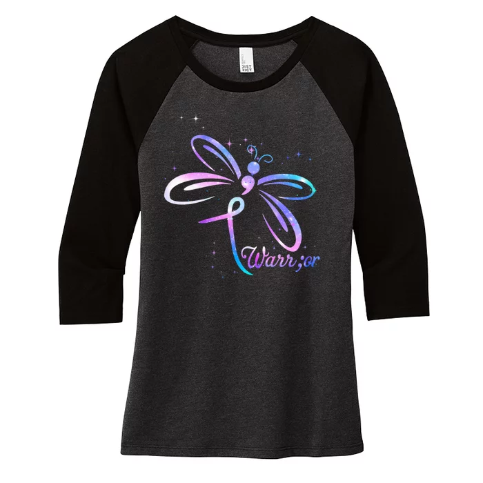 Dragonfly Warrior Suicide Prevention Awareness Women's Tri-Blend 3/4-Sleeve Raglan Shirt