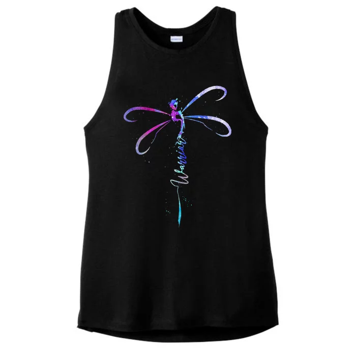 Dragonfly Warrior Semicolon Suicide Prevention Awareness Ladies Tri-Blend Wicking Tank