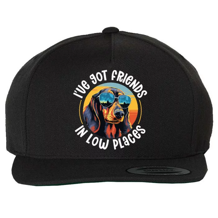 Dachshund Wiener Sausage Dog IVe Got Friends In Low Places Wool Snapback Cap