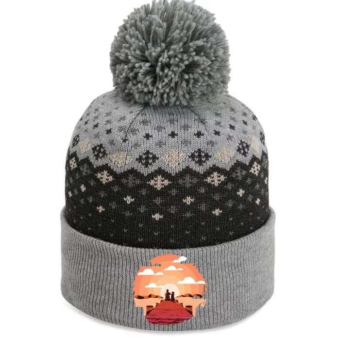 Dog Watching Sunset The Baniff Cuffed Pom Beanie