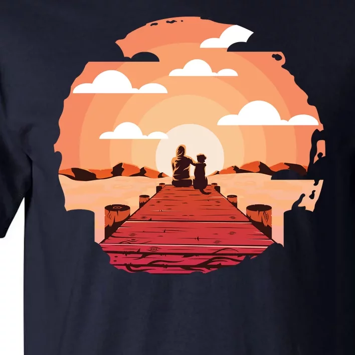 Dog Watching Sunset Tall T-Shirt