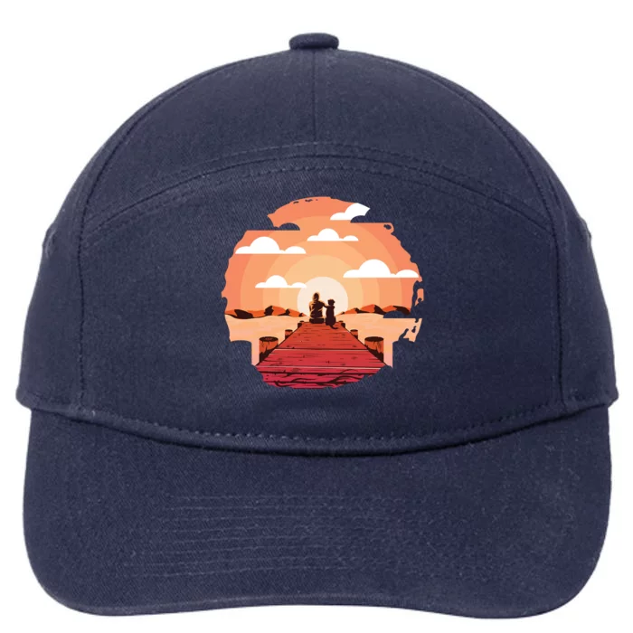 Dog Watching Sunset 7-Panel Snapback Hat