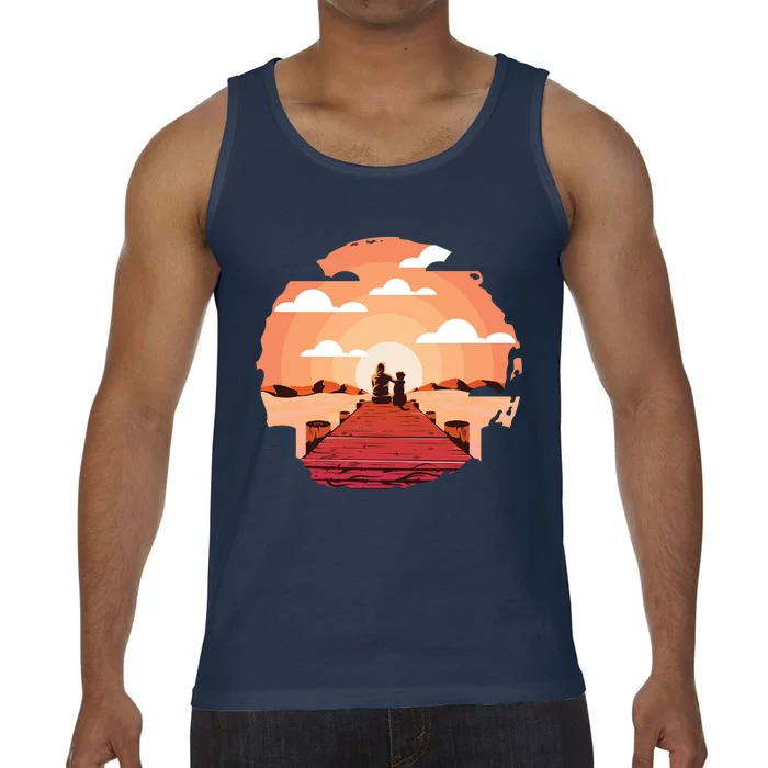 Dog Watching Sunset Comfort Colors® Tank Top