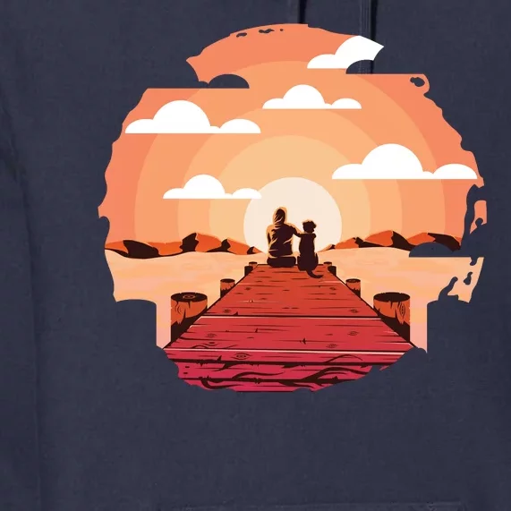 Dog Watching Sunset Premium Hoodie