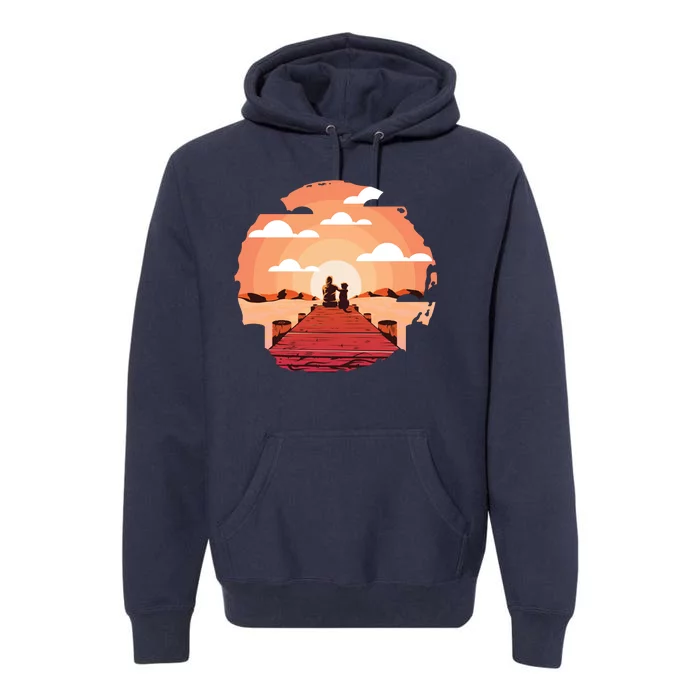 Dog Watching Sunset Premium Hoodie