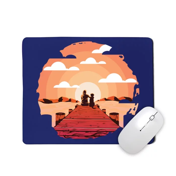 Dog Watching Sunset Mousepad