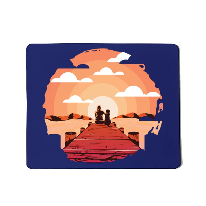 Dog Watching Sunset Mousepad