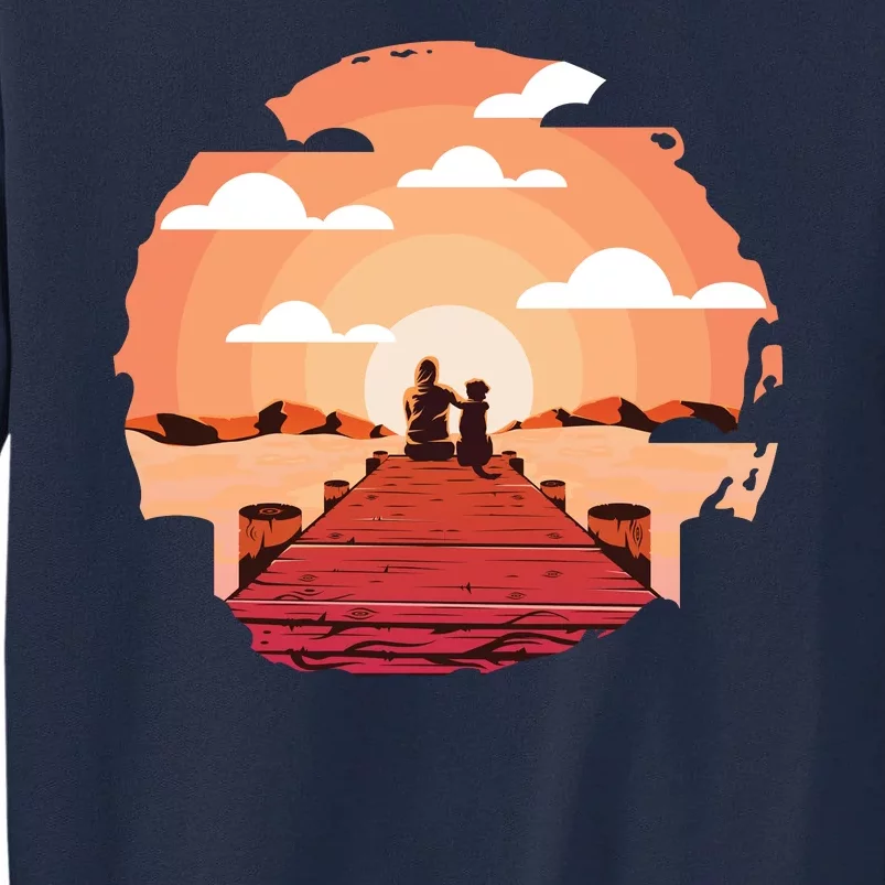 Dog Watching Sunset Tall Sweatshirt