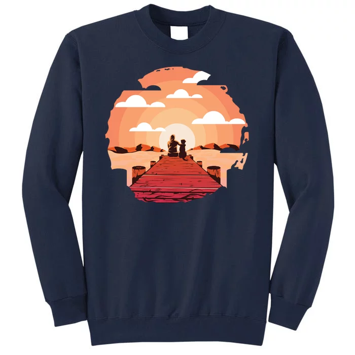 Dog Watching Sunset Tall Sweatshirt