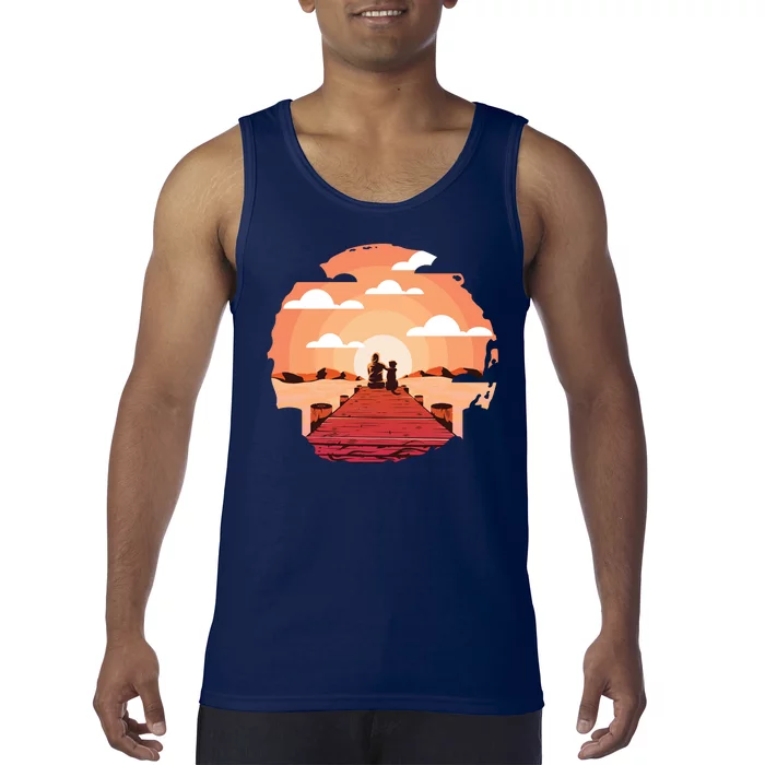 Dog Watching Sunset Tank Top