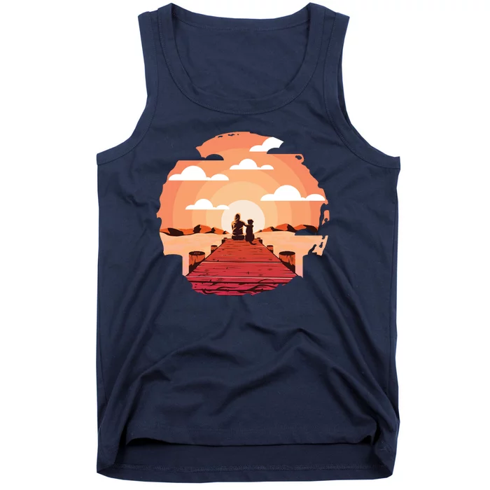 Dog Watching Sunset Tank Top