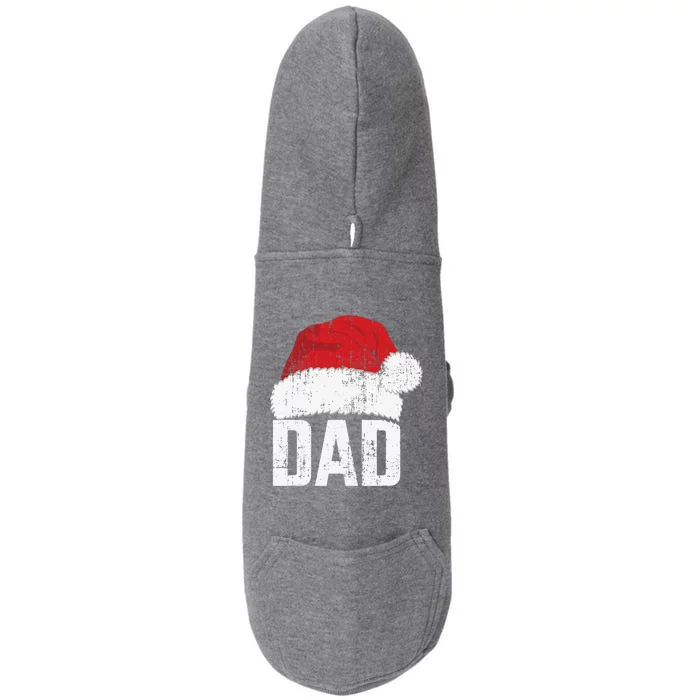 Dad With Santa Claus Hat Matching Family Christmas Pajama Doggie 3-End Fleece Hoodie