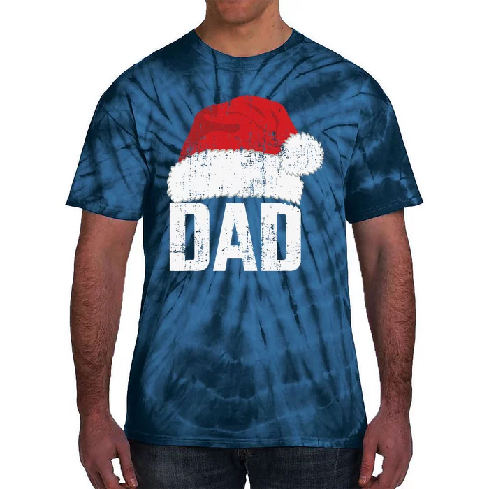 Dad With Santa Claus Hat Matching Family Christmas Pajama Tie-Dye T-Shirt