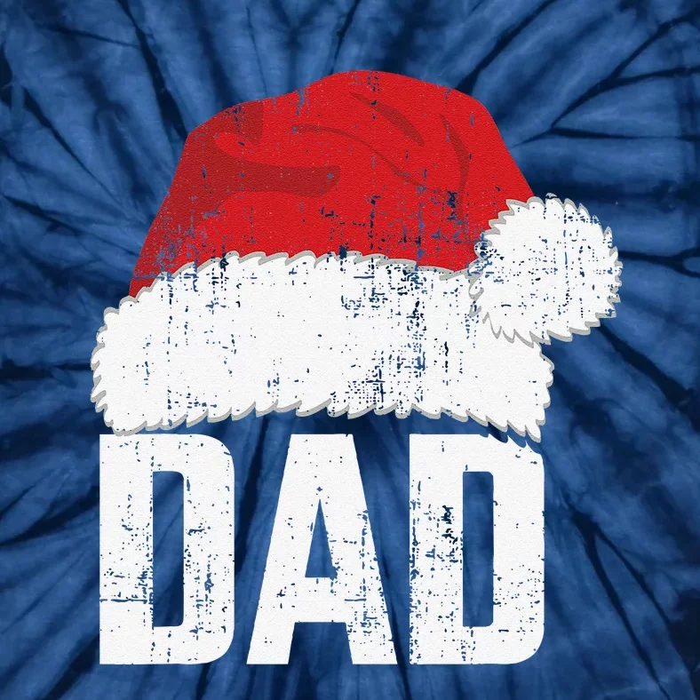 Dad With Santa Claus Hat Matching Family Christmas Pajama Tie-Dye T-Shirt