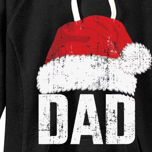 Dad With Santa Claus Hat Matching Family Christmas Pajama Women's Fleece Hoodie