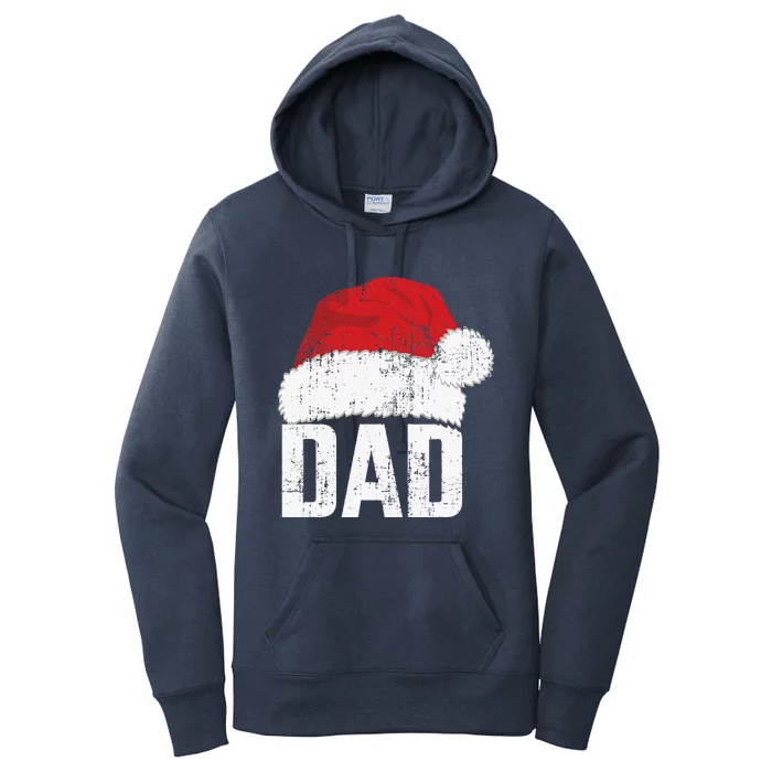 Dad With Santa Claus Hat Matching Family Christmas Pajama Women's Pullover Hoodie