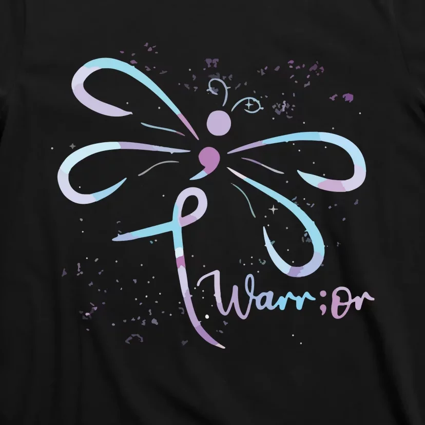 Dragonfly Warrior Semicolon Suicide Prevention Awareness T-Shirt