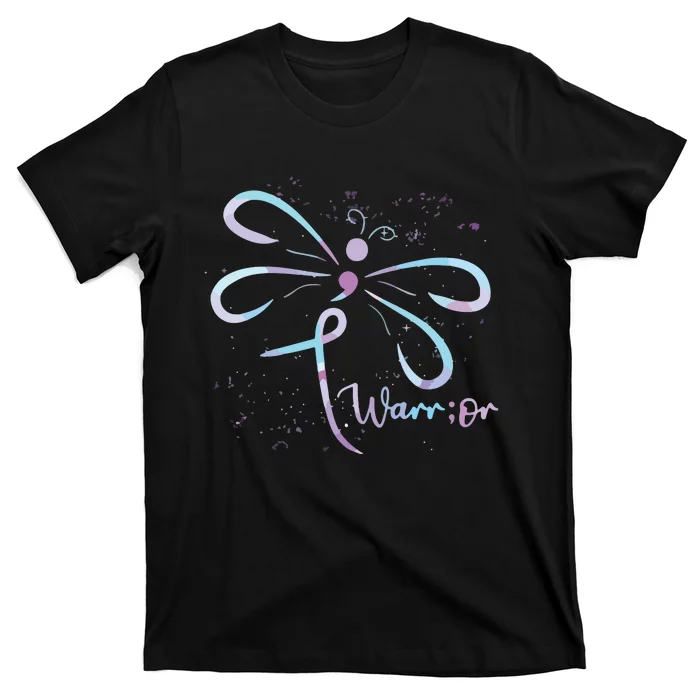 Dragonfly Warrior Semicolon Suicide Prevention Awareness T-Shirt