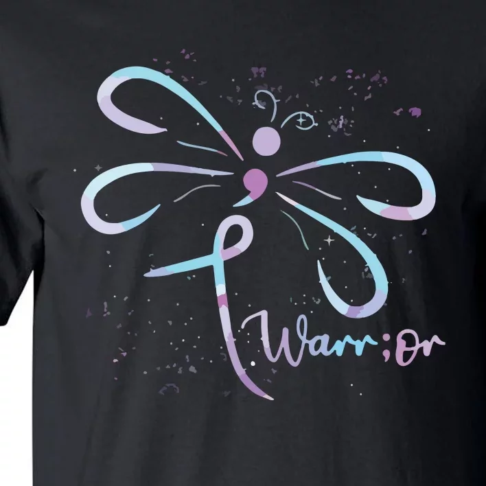 Dragonfly Warrior Semicolon Suicide Prevention Awareness Tall T-Shirt