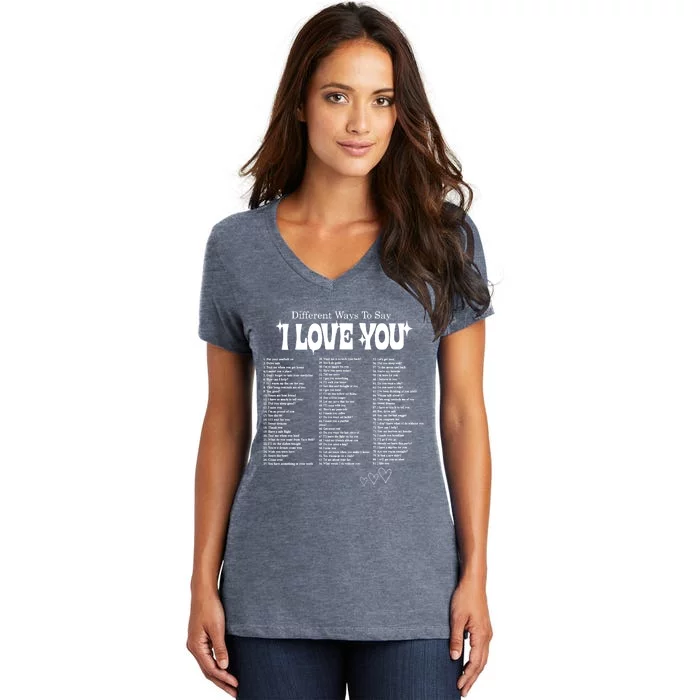 Different Ways To SayI Love You Retro Valentines Day Women's V-Neck T-Shirt