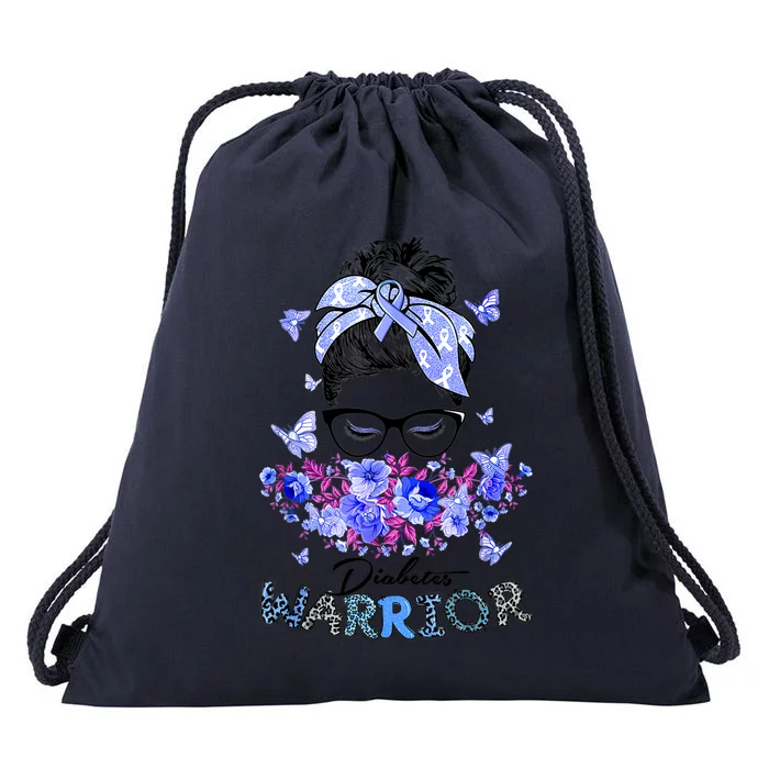 Diabetes Warrior T1d Messy Bun Hair Diabetes Awareness Cool Gift Drawstring Bag