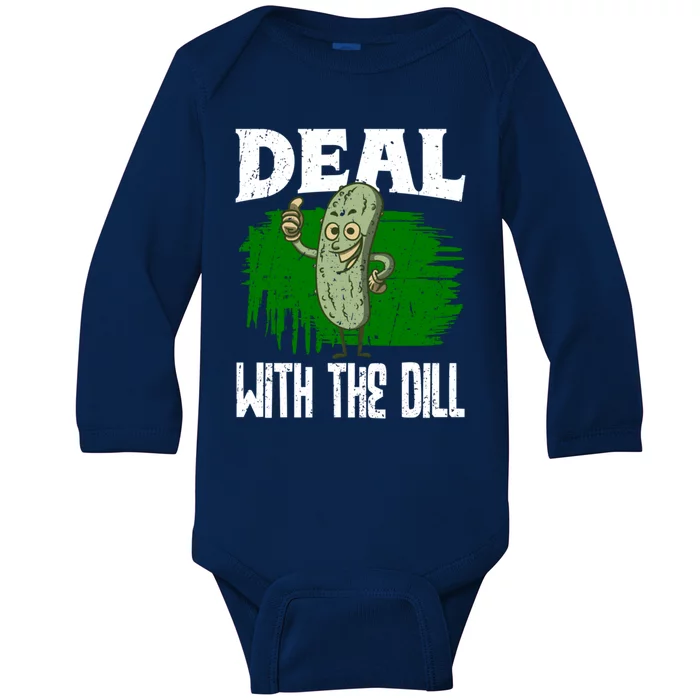 Deal With The Dill Lover Pickles Cute Gift Baby Long Sleeve Bodysuit