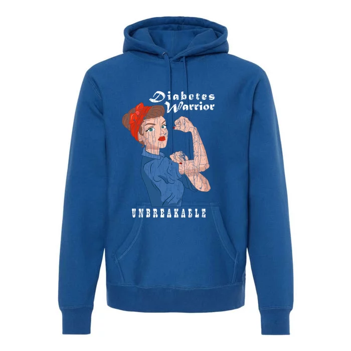 Diabetes Warrior Unbreakable Funny Diabetic Graphic Gift Premium Hoodie