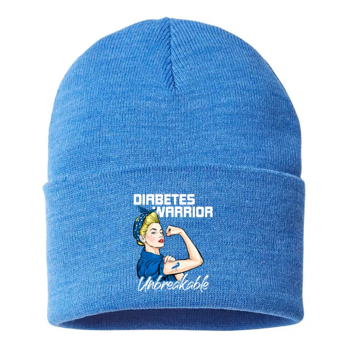 Diabetes Warrior Unbreakable Diabetes Awareness Sustainable Knit Beanie