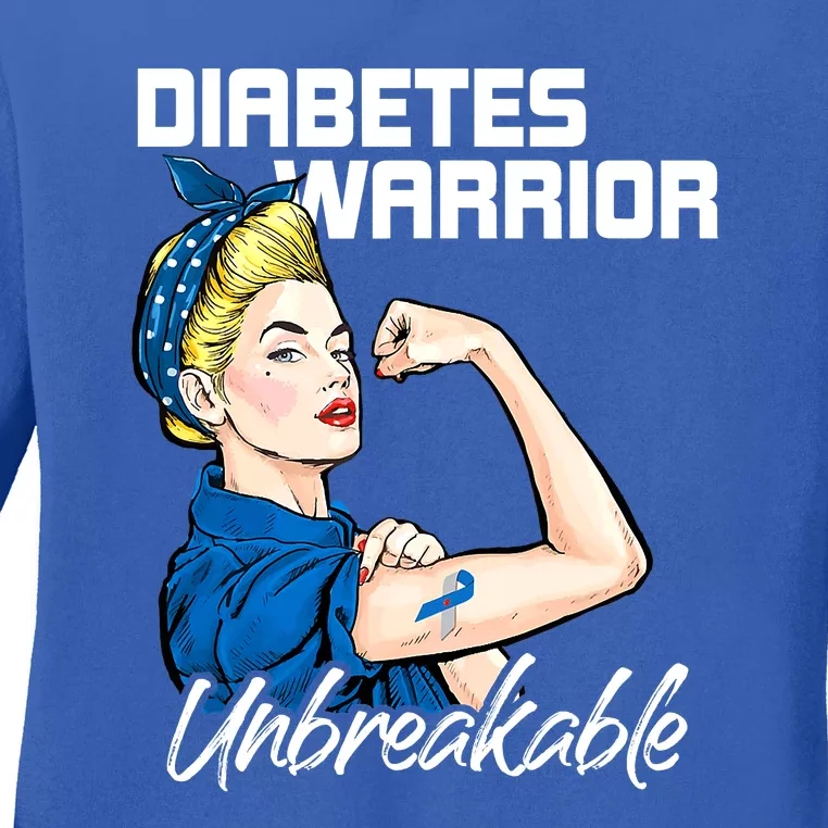 Diabetes Warrior Unbreakable Diabetes Awareness Ladies Long Sleeve Shirt