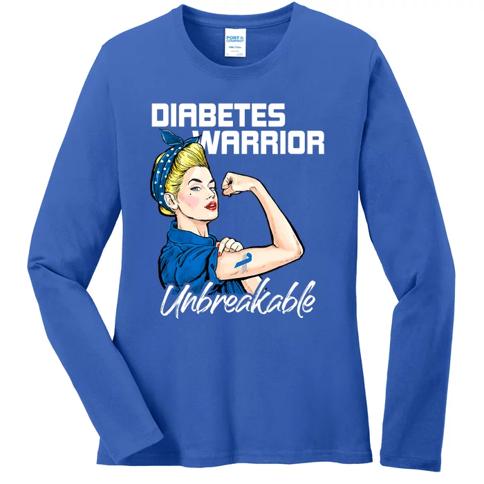 Diabetes Warrior Unbreakable Diabetes Awareness Ladies Long Sleeve Shirt