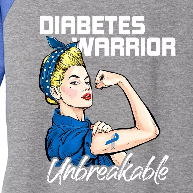 Diabetes Warrior Unbreakable Diabetes Awareness Women's Tri-Blend 3/4-Sleeve Raglan Shirt