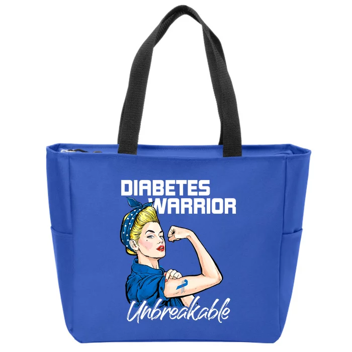 Diabetes Warrior Unbreakable Diabetes Awareness Zip Tote Bag