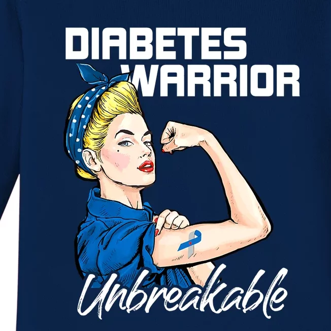 Diabetes Warrior Unbreakable Diabetes Awareness Baby Long Sleeve Bodysuit