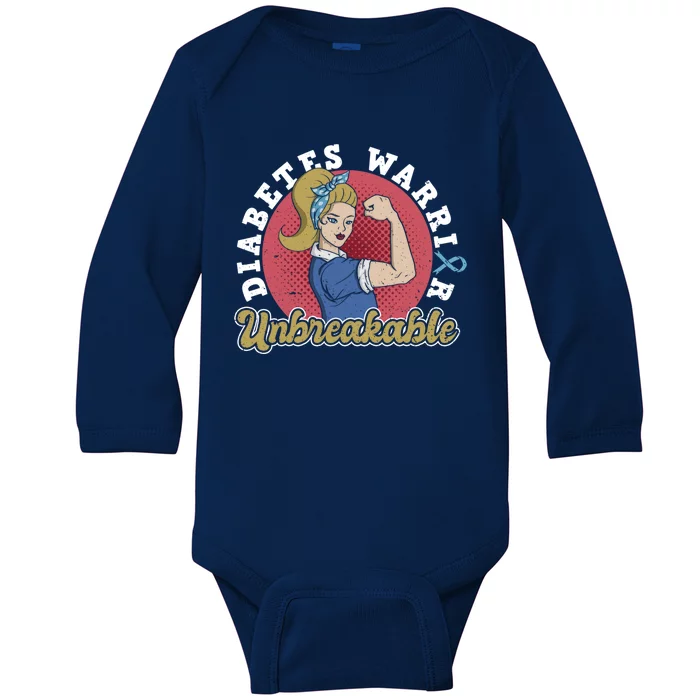 Diabetes Warrior Unbreakable Insulin Dependent Fighter Funny Gift Baby Long Sleeve Bodysuit